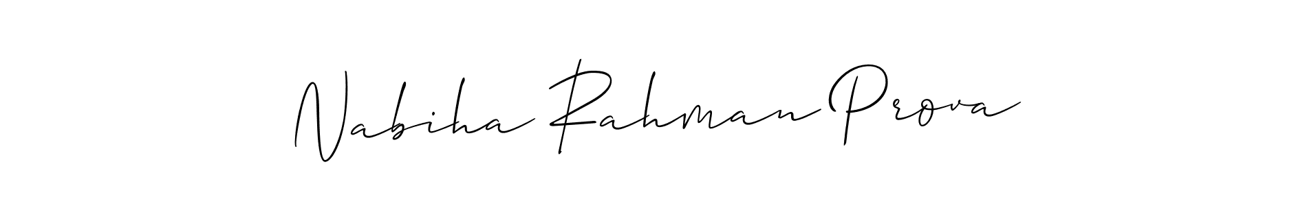 Create a beautiful signature design for name Nabiha Rahman Prova. With this signature (Allison_Script) fonts, you can make a handwritten signature for free. Nabiha Rahman Prova signature style 2 images and pictures png