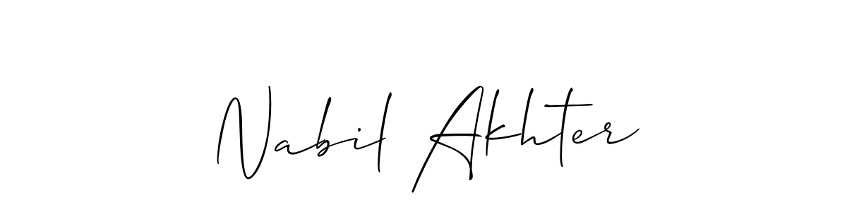 Make a short Nabil Akhter signature style. Manage your documents anywhere anytime using Allison_Script. Create and add eSignatures, submit forms, share and send files easily. Nabil Akhter signature style 2 images and pictures png