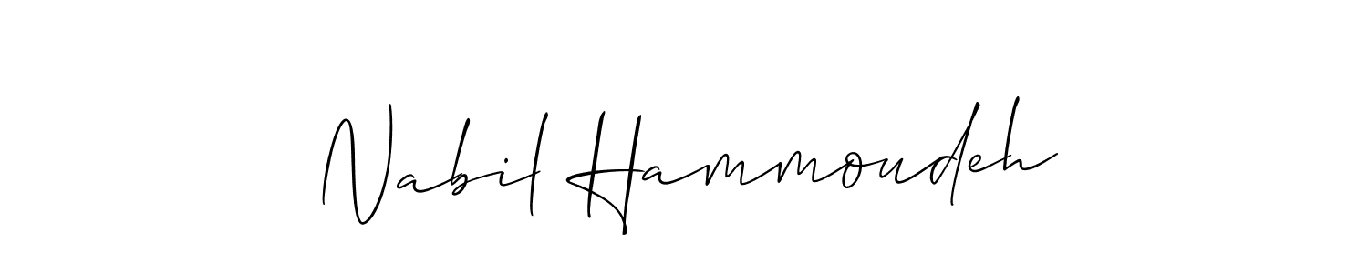 The best way (Allison_Script) to make a short signature is to pick only two or three words in your name. The name Nabil Hammoudeh include a total of six letters. For converting this name. Nabil Hammoudeh signature style 2 images and pictures png