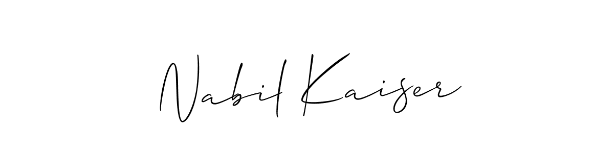Make a short Nabil Kaiser signature style. Manage your documents anywhere anytime using Allison_Script. Create and add eSignatures, submit forms, share and send files easily. Nabil Kaiser signature style 2 images and pictures png