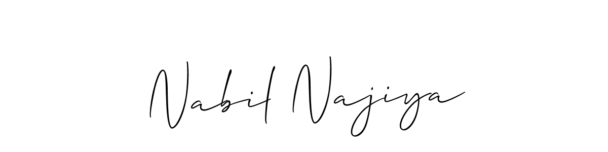 Make a beautiful signature design for name Nabil Najiya. With this signature (Allison_Script) style, you can create a handwritten signature for free. Nabil Najiya signature style 2 images and pictures png