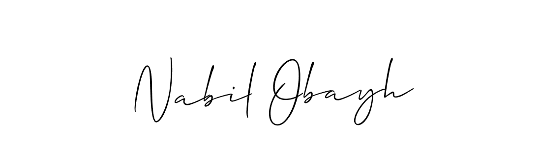 How to Draw Nabil Obayh signature style? Allison_Script is a latest design signature styles for name Nabil Obayh. Nabil Obayh signature style 2 images and pictures png