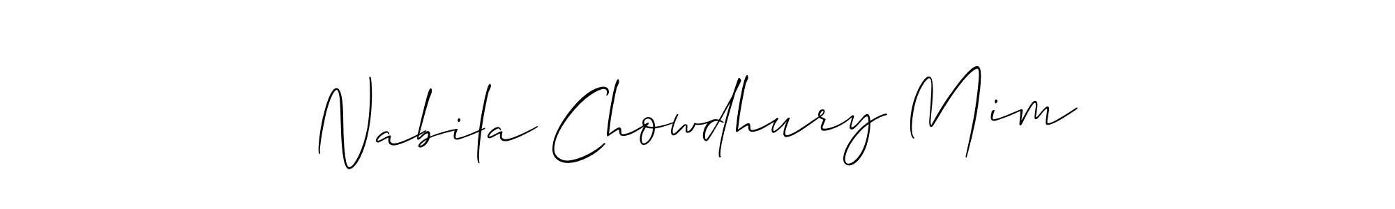 Create a beautiful signature design for name Nabila Chowdhury Mim. With this signature (Allison_Script) fonts, you can make a handwritten signature for free. Nabila Chowdhury Mim signature style 2 images and pictures png