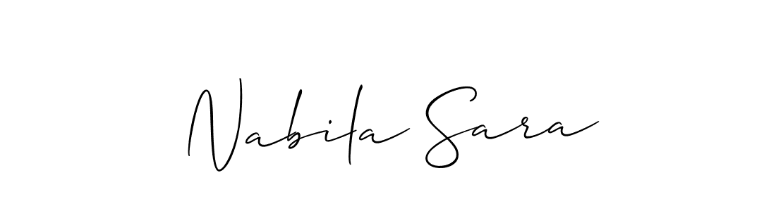 Also You can easily find your signature by using the search form. We will create Nabila Sara name handwritten signature images for you free of cost using Allison_Script sign style. Nabila Sara signature style 2 images and pictures png
