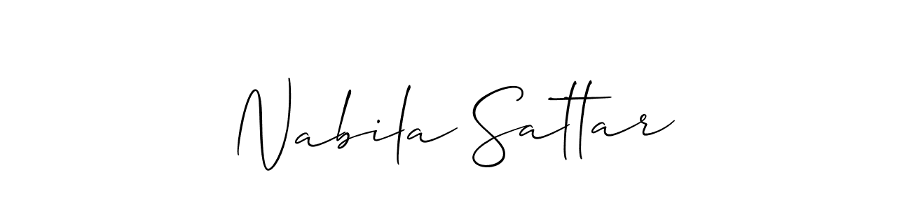 Design your own signature with our free online signature maker. With this signature software, you can create a handwritten (Allison_Script) signature for name Nabila Sattar. Nabila Sattar signature style 2 images and pictures png