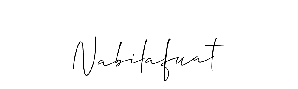 Also You can easily find your signature by using the search form. We will create Nabilafuat name handwritten signature images for you free of cost using Allison_Script sign style. Nabilafuat signature style 2 images and pictures png