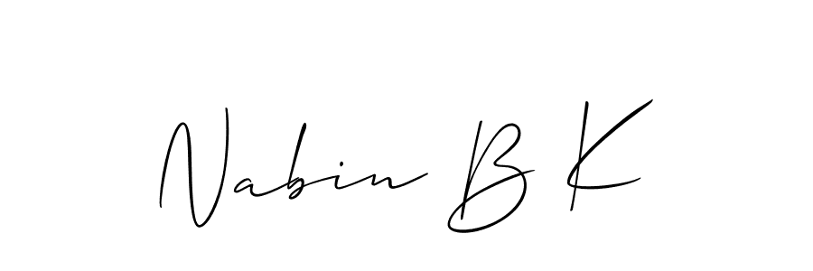 How to make Nabin B K name signature. Use Allison_Script style for creating short signs online. This is the latest handwritten sign. Nabin B K signature style 2 images and pictures png