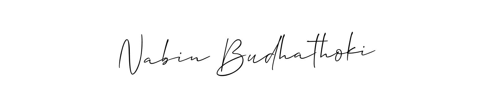 Create a beautiful signature design for name Nabin Budhathoki. With this signature (Allison_Script) fonts, you can make a handwritten signature for free. Nabin Budhathoki signature style 2 images and pictures png
