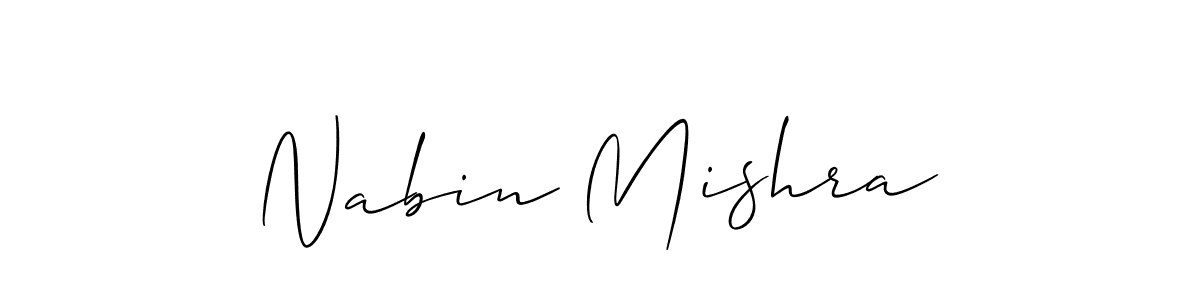 The best way (Allison_Script) to make a short signature is to pick only two or three words in your name. The name Nabin Mishra include a total of six letters. For converting this name. Nabin Mishra signature style 2 images and pictures png