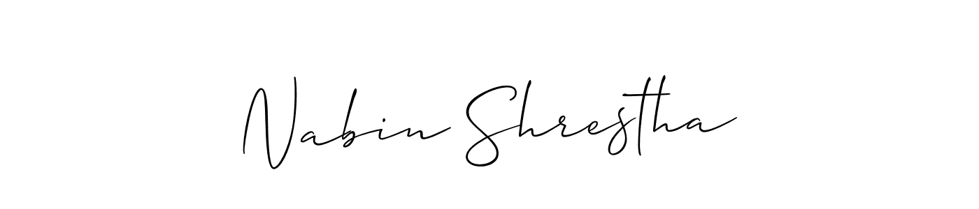 How to make Nabin Shrestha name signature. Use Allison_Script style for creating short signs online. This is the latest handwritten sign. Nabin Shrestha signature style 2 images and pictures png