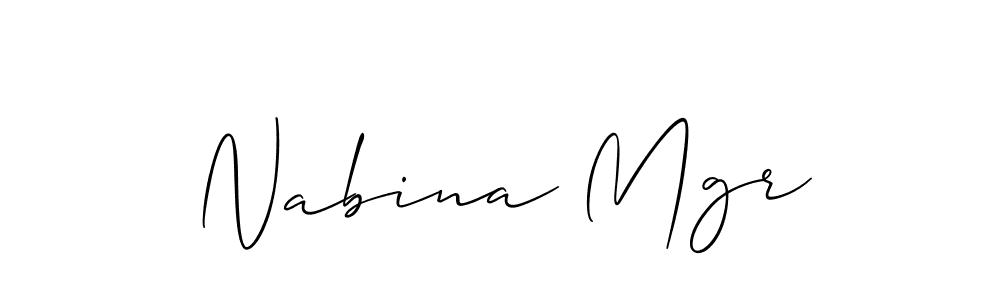 Design your own signature with our free online signature maker. With this signature software, you can create a handwritten (Allison_Script) signature for name Nabina Mgr. Nabina Mgr signature style 2 images and pictures png