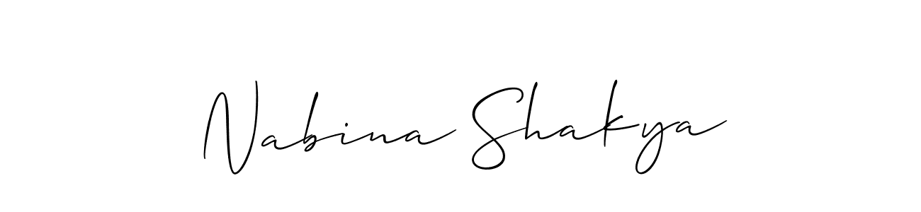 How to make Nabina Shakya signature? Allison_Script is a professional autograph style. Create handwritten signature for Nabina Shakya name. Nabina Shakya signature style 2 images and pictures png