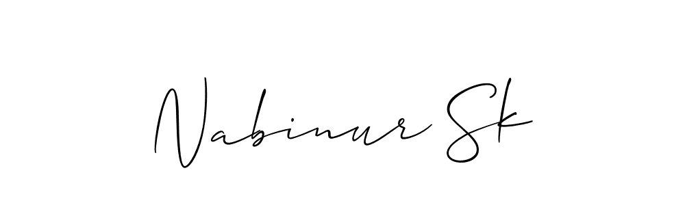 The best way (Allison_Script) to make a short signature is to pick only two or three words in your name. The name Nabinur Sk include a total of six letters. For converting this name. Nabinur Sk signature style 2 images and pictures png