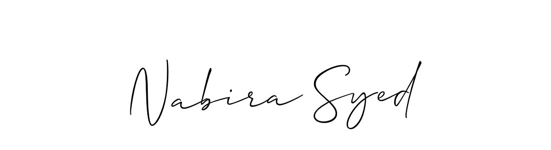 Allison_Script is a professional signature style that is perfect for those who want to add a touch of class to their signature. It is also a great choice for those who want to make their signature more unique. Get Nabira Syed name to fancy signature for free. Nabira Syed signature style 2 images and pictures png