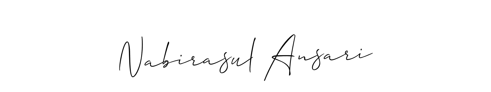 Allison_Script is a professional signature style that is perfect for those who want to add a touch of class to their signature. It is also a great choice for those who want to make their signature more unique. Get Nabirasul Ansari name to fancy signature for free. Nabirasul Ansari signature style 2 images and pictures png