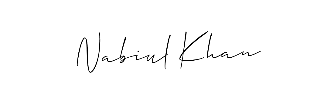 Allison_Script is a professional signature style that is perfect for those who want to add a touch of class to their signature. It is also a great choice for those who want to make their signature more unique. Get Nabiul Khan name to fancy signature for free. Nabiul Khan signature style 2 images and pictures png