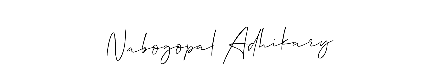 Nabogopal Adhikary stylish signature style. Best Handwritten Sign (Allison_Script) for my name. Handwritten Signature Collection Ideas for my name Nabogopal Adhikary. Nabogopal Adhikary signature style 2 images and pictures png