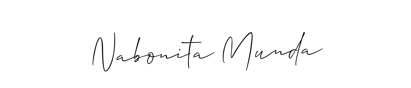 Make a beautiful signature design for name Nabonita Munda. With this signature (Allison_Script) style, you can create a handwritten signature for free. Nabonita Munda signature style 2 images and pictures png