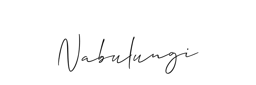 Use a signature maker to create a handwritten signature online. With this signature software, you can design (Allison_Script) your own signature for name Nabulungi. Nabulungi signature style 2 images and pictures png