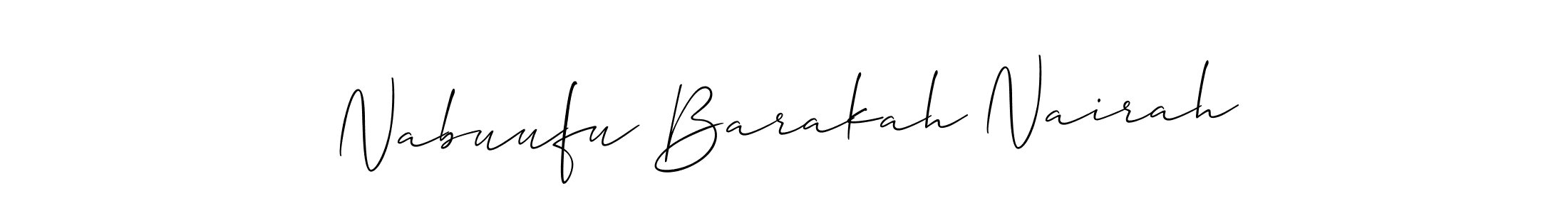 Use a signature maker to create a handwritten signature online. With this signature software, you can design (Allison_Script) your own signature for name Nabuufu Barakah Nairah. Nabuufu Barakah Nairah signature style 2 images and pictures png