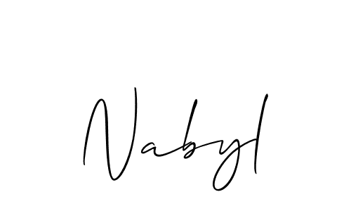 Also You can easily find your signature by using the search form. We will create Nabyl name handwritten signature images for you free of cost using Allison_Script sign style. Nabyl signature style 2 images and pictures png