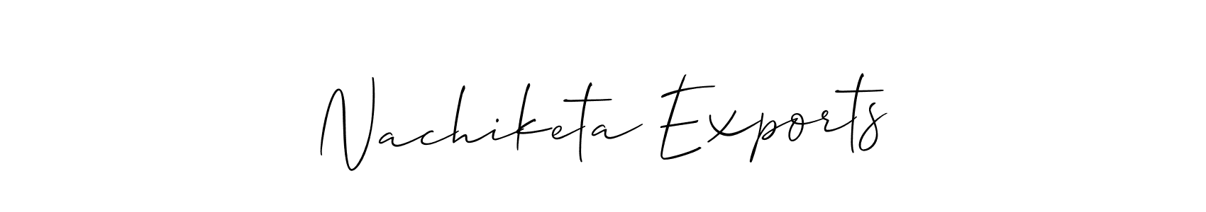 Make a beautiful signature design for name Nachiketa Exports. With this signature (Allison_Script) style, you can create a handwritten signature for free. Nachiketa Exports signature style 2 images and pictures png