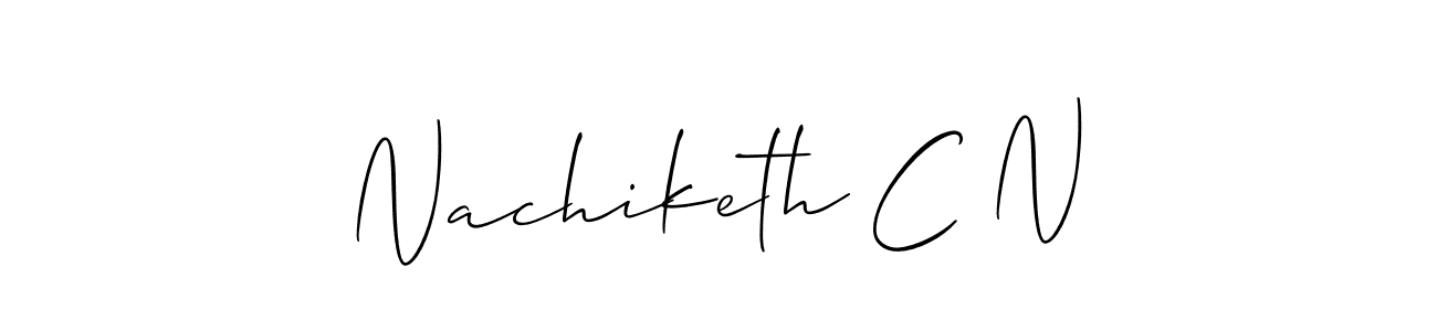 The best way (Allison_Script) to make a short signature is to pick only two or three words in your name. The name Nachiketh C N include a total of six letters. For converting this name. Nachiketh C N signature style 2 images and pictures png