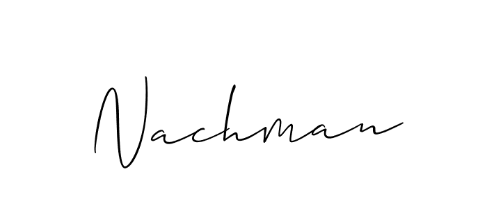 Create a beautiful signature design for name Nachman. With this signature (Allison_Script) fonts, you can make a handwritten signature for free. Nachman signature style 2 images and pictures png