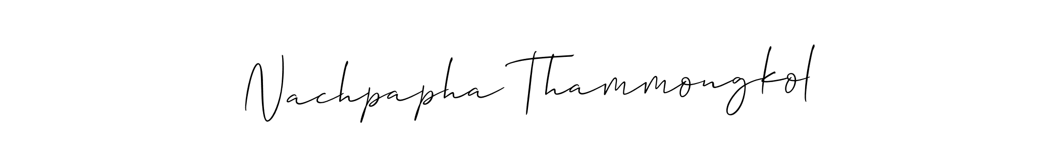 You should practise on your own different ways (Allison_Script) to write your name (Nachpapha Thammongkol) in signature. don't let someone else do it for you. Nachpapha Thammongkol signature style 2 images and pictures png