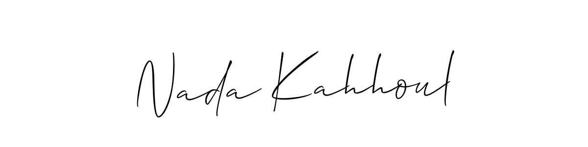 The best way (Allison_Script) to make a short signature is to pick only two or three words in your name. The name Nada Kahhoul include a total of six letters. For converting this name. Nada Kahhoul signature style 2 images and pictures png