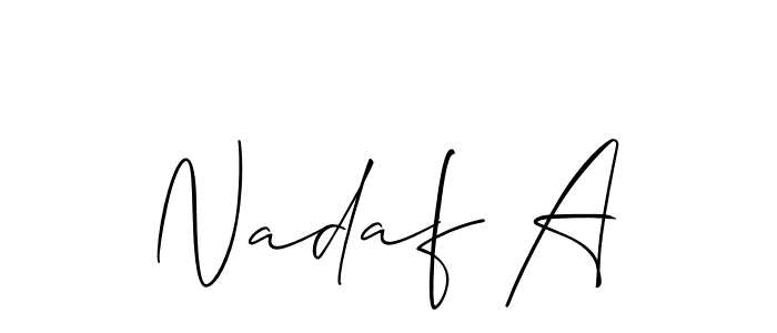 You should practise on your own different ways (Allison_Script) to write your name (Nadaf A) in signature. don't let someone else do it for you. Nadaf A signature style 2 images and pictures png