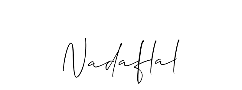 Use a signature maker to create a handwritten signature online. With this signature software, you can design (Allison_Script) your own signature for name Nadaflal. Nadaflal signature style 2 images and pictures png