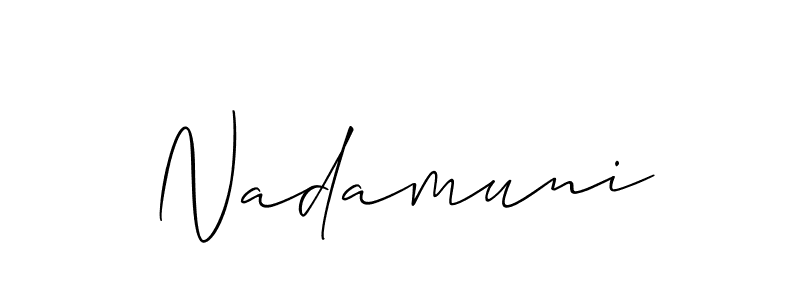 Create a beautiful signature design for name Nadamuni. With this signature (Allison_Script) fonts, you can make a handwritten signature for free. Nadamuni signature style 2 images and pictures png