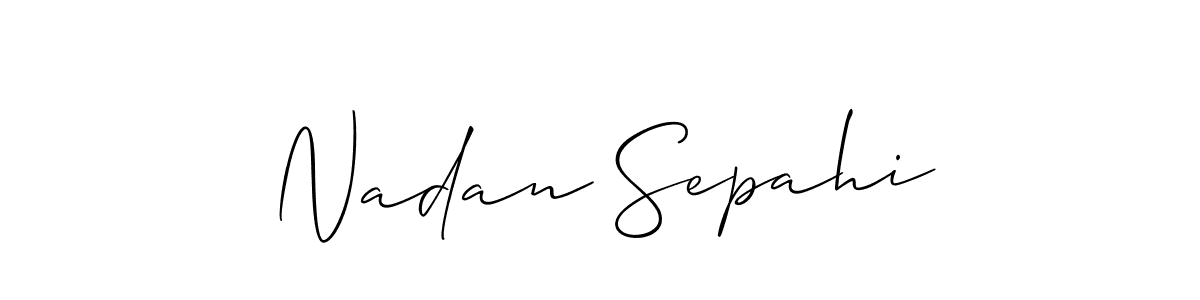 Also You can easily find your signature by using the search form. We will create Nadan Sepahi name handwritten signature images for you free of cost using Allison_Script sign style. Nadan Sepahi signature style 2 images and pictures png