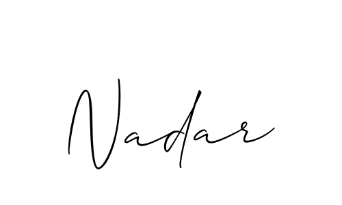 The best way (Allison_Script) to make a short signature is to pick only two or three words in your name. The name Nadar include a total of six letters. For converting this name. Nadar signature style 2 images and pictures png