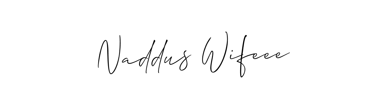 Allison_Script is a professional signature style that is perfect for those who want to add a touch of class to their signature. It is also a great choice for those who want to make their signature more unique. Get Naddus Wifeee name to fancy signature for free. Naddus Wifeee signature style 2 images and pictures png