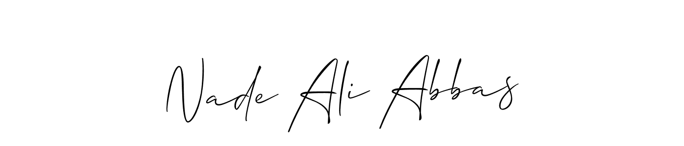 Allison_Script is a professional signature style that is perfect for those who want to add a touch of class to their signature. It is also a great choice for those who want to make their signature more unique. Get Nade Ali Abbas name to fancy signature for free. Nade Ali Abbas signature style 2 images and pictures png