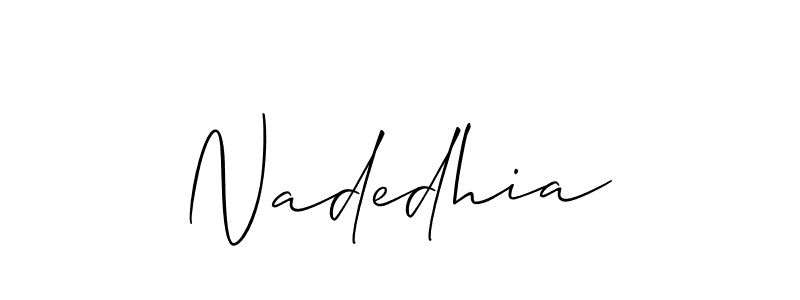 Design your own signature with our free online signature maker. With this signature software, you can create a handwritten (Allison_Script) signature for name Nadedhia. Nadedhia signature style 2 images and pictures png