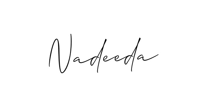 Make a beautiful signature design for name Nadeeda. With this signature (Allison_Script) style, you can create a handwritten signature for free. Nadeeda signature style 2 images and pictures png