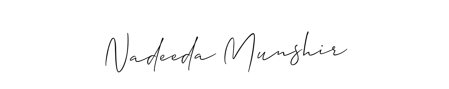 The best way (Allison_Script) to make a short signature is to pick only two or three words in your name. The name Nadeeda Munshir include a total of six letters. For converting this name. Nadeeda Munshir signature style 2 images and pictures png
