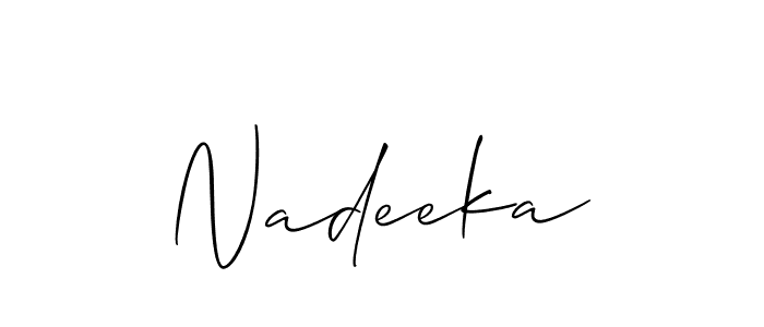 Also we have Nadeeka name is the best signature style. Create professional handwritten signature collection using Allison_Script autograph style. Nadeeka signature style 2 images and pictures png