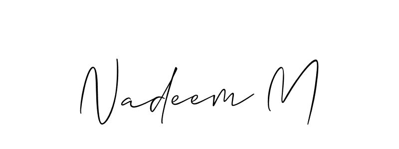 Use a signature maker to create a handwritten signature online. With this signature software, you can design (Allison_Script) your own signature for name Nadeem M. Nadeem M signature style 2 images and pictures png