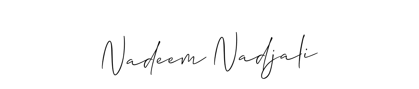 The best way (Allison_Script) to make a short signature is to pick only two or three words in your name. The name Nadeem Nadjali include a total of six letters. For converting this name. Nadeem Nadjali signature style 2 images and pictures png