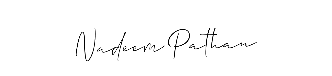 Also You can easily find your signature by using the search form. We will create Nadeem Pathan name handwritten signature images for you free of cost using Allison_Script sign style. Nadeem Pathan signature style 2 images and pictures png