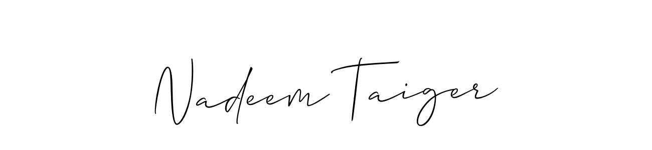 How to Draw Nadeem Taiger signature style? Allison_Script is a latest design signature styles for name Nadeem Taiger. Nadeem Taiger signature style 2 images and pictures png