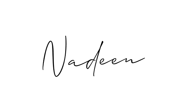 Also You can easily find your signature by using the search form. We will create Nadeen name handwritten signature images for you free of cost using Allison_Script sign style. Nadeen signature style 2 images and pictures png