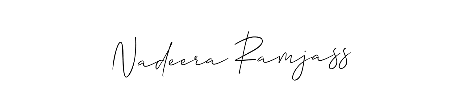 It looks lik you need a new signature style for name Nadeera Ramjass. Design unique handwritten (Allison_Script) signature with our free signature maker in just a few clicks. Nadeera Ramjass signature style 2 images and pictures png