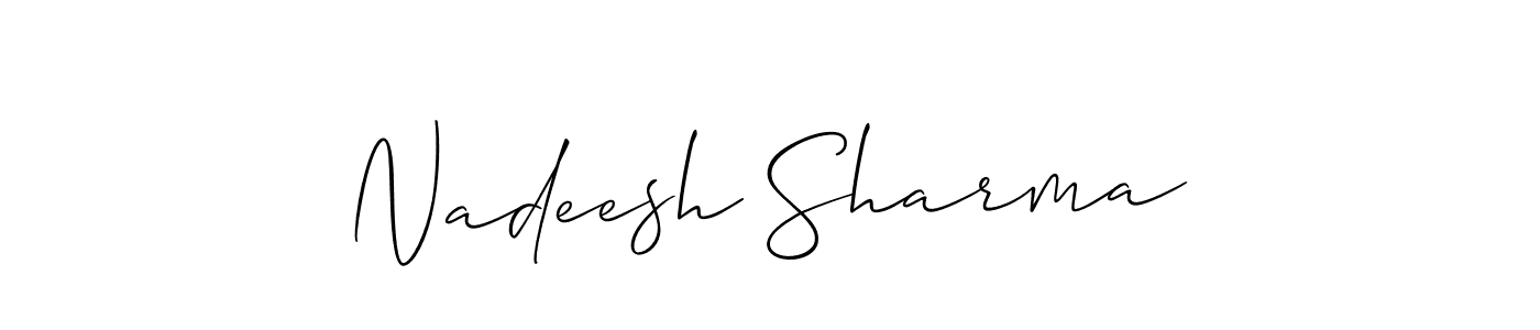 Allison_Script is a professional signature style that is perfect for those who want to add a touch of class to their signature. It is also a great choice for those who want to make their signature more unique. Get Nadeesh Sharma name to fancy signature for free. Nadeesh Sharma signature style 2 images and pictures png