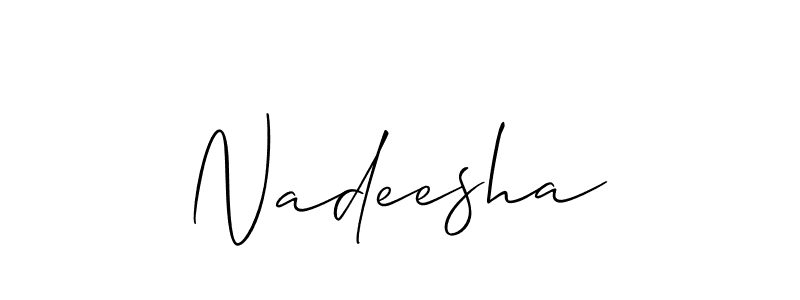 Make a beautiful signature design for name Nadeesha. With this signature (Allison_Script) style, you can create a handwritten signature for free. Nadeesha signature style 2 images and pictures png