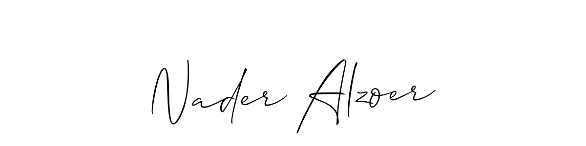 Allison_Script is a professional signature style that is perfect for those who want to add a touch of class to their signature. It is also a great choice for those who want to make their signature more unique. Get Nader Alzoer name to fancy signature for free. Nader Alzoer signature style 2 images and pictures png